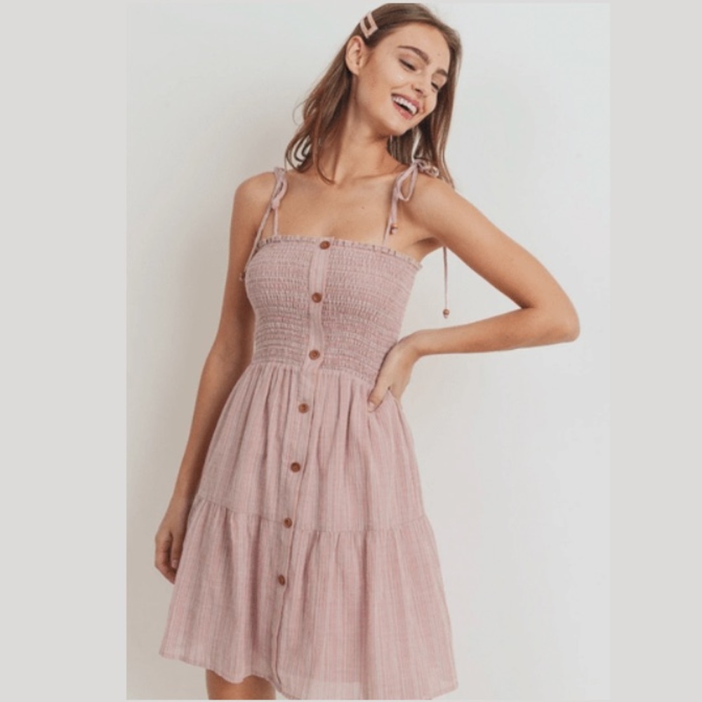 Smocking button down can can dress